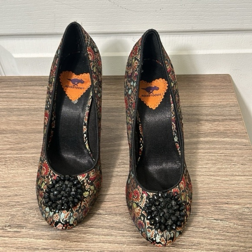ROCKET DOG OPHELIA BACK OPERA BROCADE BEADED HEELED SIZE 75M